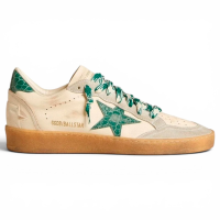 Golden Goose Ball Star LTD with Green Crocodile-Print Star and Heel Tab