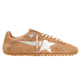 Golden Goose Marathon in Tobacco Suede with Silver Star