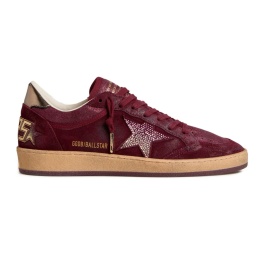 Golden Goose Wmns Ball Star Velvet Ruby Red Silver