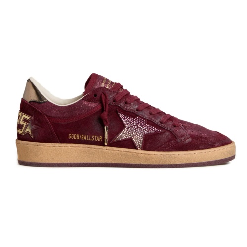 Кроссовки Golden Goose Wmns Ball Star Velvet Ruby Red Silver