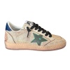 Кроссовки Golden Goose Mens Ball Star in Cracked Leather with Green Suede Star