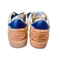Golden Goose Mens Ball Star in Cracked Leather with Green Suede Star