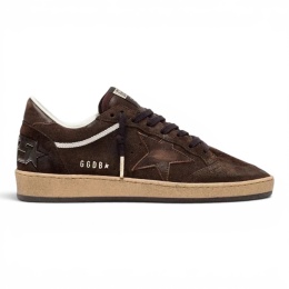 Golden Goose Ball Star in Brown Suede with Brown Leather Star