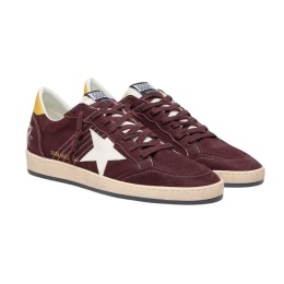 Golden Goose Mens Ball Star in Chocolate Nubuck with Leather Star and Heel Tab