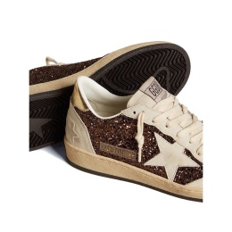 Golden Goose Ball Star in Glitter with Leather Star and Metallic Leather Heel Tab