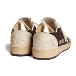 Golden Goose Ball Star in Glitter with Leather Star and Metallic Leather Heel Tab