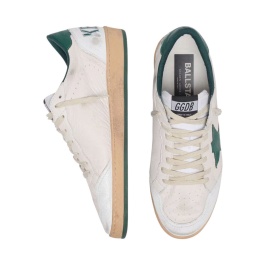 Golden Goose Mens Ball Star with Black Leather Star and Green Leather Heel Tab