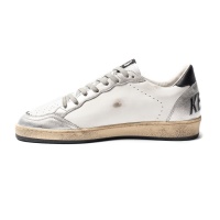 Golden Goose Mens Ball Star in Leather with Silver Inserts and Black Leather Star