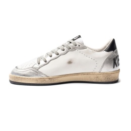 Golden Goose Mens Ball Star in Leather with Silver Inserts and Black Leather Star
