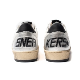 Golden Goose Mens Ball Star in Leather with Silver Inserts and Black Leather Star