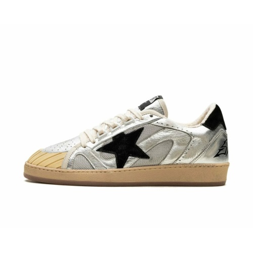Кроссовки Golden Goose Ball Star LAB in Silver Leather with Black Suede Star and Heel Tab