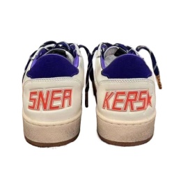 Golden Goose Ball Star LTD in Beige Leather with Clear Star and Blue Heel Tab