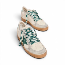 Golden Goose Ball Star LTD with Green Crocodile-Print Star and Heel Tab