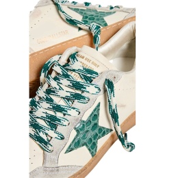 Golden Goose Ball Star LTD with Green Crocodile-Print Star and Heel Tab