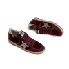 Кроссовки Golden Goose Ball Star in Ruby Red Velvet with Silver Star and Heel Tab