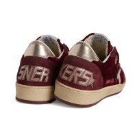 Golden Goose Ball Star in Ruby Red Velvet with Silver Star and Heel Tab