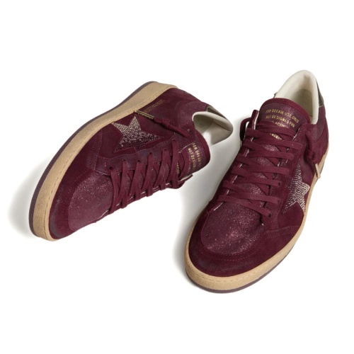 Кроссовки Golden Goose Wmns Ball Star Velvet Ruby Red Silver