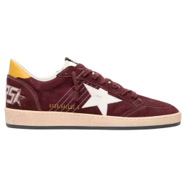 Golden Goose Mens Ball Star in Chocolate Nubuck with Leather Star and Heel Tab