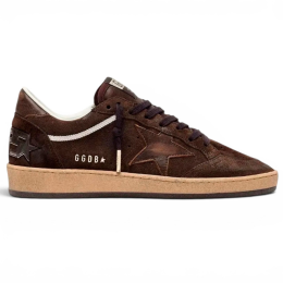Golden Goose Ball Star in Brown Suede with Brown Leather Star
