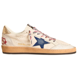 Golden Goose Mens Ball Star Uomo in Nappa Con Stella in Suede Blue Talloncino in Pelle Platino