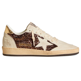 Golden Goose Ball Star in Glitter with Leather Star and Metallic Leather Heel Tab