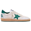 Кроссовки Golden Goose Mens Ball Star in White Nappa Leather with Green Leather Star and Heel Tab