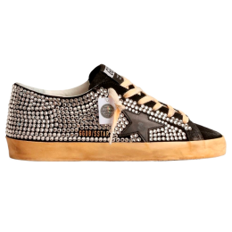 Golden Goose Super-Star LTD with Swarovski Crystals and Black Leather Star