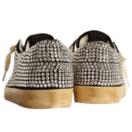 Golden Goose Super-Star LTD with Swarovski Crystals and Black Leather Star