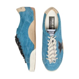 Golden Goose True-Star in Teal Suede with Black Star and Cream Heel Tab