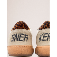 Golden Goose Ball Star in Khaki Suede With Gold Star
