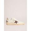 Женские кеды Golden Goose Ball Star Sneakers in White Leather With Crocodile-Effect Star and Gold Heel Tab