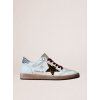 Женские кеды Golden Goose Ball Star in White Leather with Leopard Star and Glitter Heel Tab