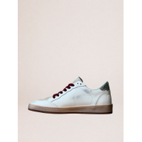 Golden Goose Ball Star in White Leather with Leopard Star and Glitter Heel Tab