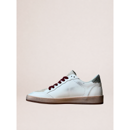 Golden Goose Ball Star in White Leather with Leopard Star and Glitter Heel Tab