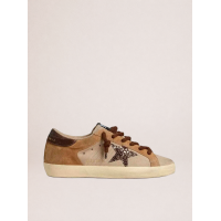 Golden Goose Super Star in Beige Suede With White Star and Heel Tab