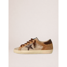 Golden Goose Super Star in Beige Suede With White Star and Heel Tab