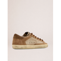 Golden Goose Super Star in Beige Suede With White Star and Heel Tab