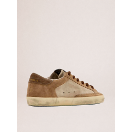 Golden Goose Super Star in Beige Suede With White Star and Heel Tab
