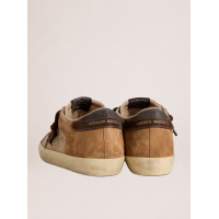 Golden Goose Super Star in Beige Suede With White Star and Heel Tab