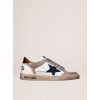 Мужские кеды Golden Goose Mens Ball Star in Beige Suede With Navy Blue Star