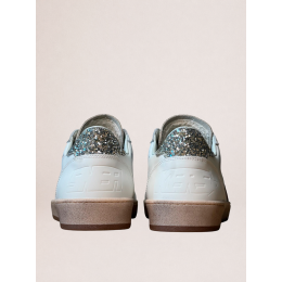 Golden Goose Mens Ball Star in Beige Suede With Navy Blue Star