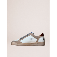 Golden Goose Mens Ball Star in Beige Suede With Navy Blue Star