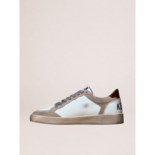 Мужские кеды Golden Goose Mens Ball Star in Beige Suede With Navy Blue Star