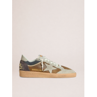 Golden Goose Mens Ball Star in Brown Suede With Eggplant Star and Heel Tab