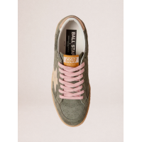 Golden Goose Ball Star in Khaki Suede With Gold Star