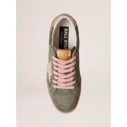 Golden Goose Ball Star in Khaki Suede With Gold Star