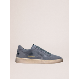 Golden Goose Mens Ball Star in Gray Suede With Gray Star