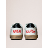 Мужские кеды Golden Goose Mens Ball Star in White Leather With Green Star and Black Heel Tab