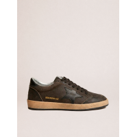 Golden Goose Mens Ball Star in Dark Brown Leather With Black Star