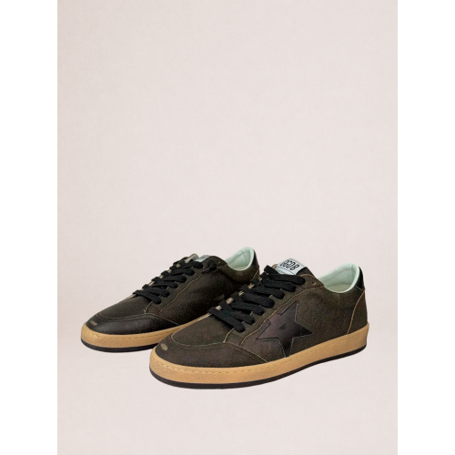 Мужские кеды Golden Goose Mens Ball Star in Dark Brown Leather With Black Star